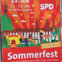 Plakat zum Sommerfest 2022 der SPD Giesing, Fasangarten, Harlaching
