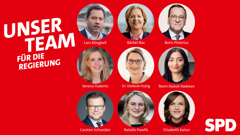 Porträts der neuen Mitglieder aus der SPD in der Bundesregierung